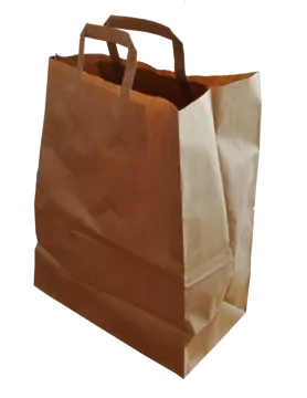 a brown paper bag with handles