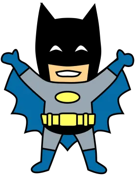 a cartoon batman with his hands up