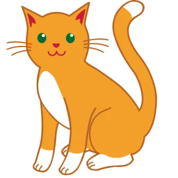 an orange cat with green eyes sitting down