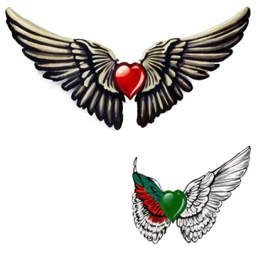 a tattoo design with wings and a heart
