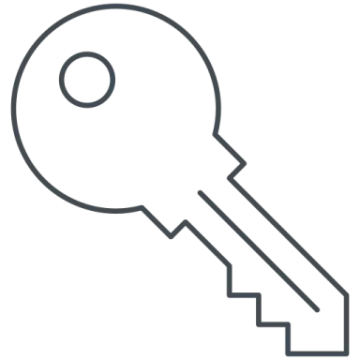 a key icon with a white background