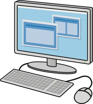 a computer with a mouse and keyboard on it