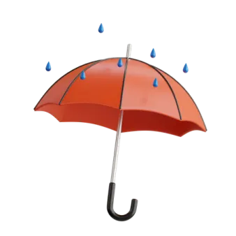 a red umbrella with blue rain drops