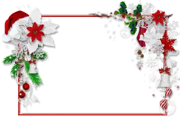 a christmas frame with white and red decorations