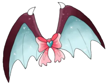 a bat with wings and a pink bow