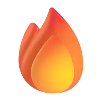 an orange flame on white background