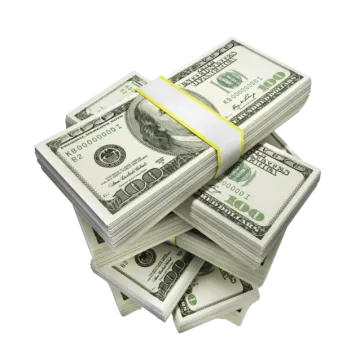 a pile of money on a white background