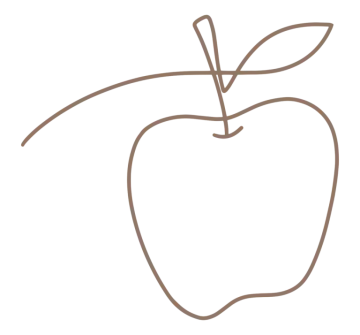 a line drawing of an apple