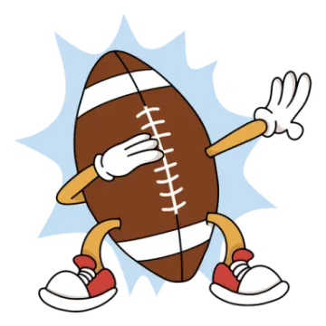 a cartoon football character holding a football ball