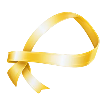 a yellow ribbon on a white background