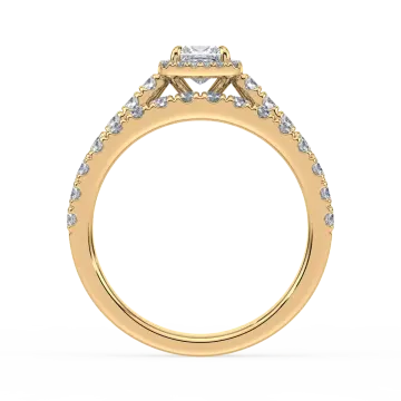 the side view of a yellow gold engagement ring