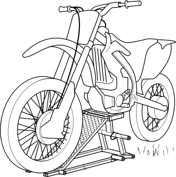 a drawing of a motorcycle on a stand
