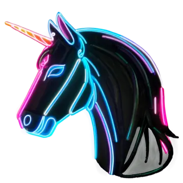 a neon unicorn head