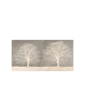 three white trees on a gray background