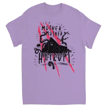 a purple t - shirt with the words mother of horror on it