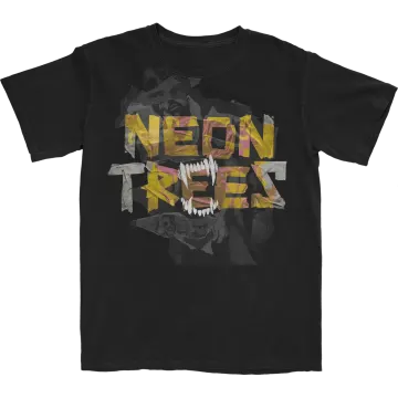 a black t - shirt with an image of the words neon rock on it
