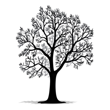a black and white silhouette of a tree