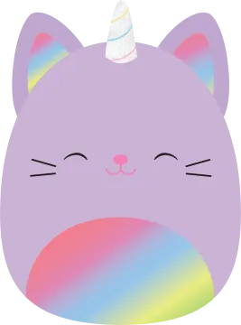 a purple cat with a unicorn hat on its head
