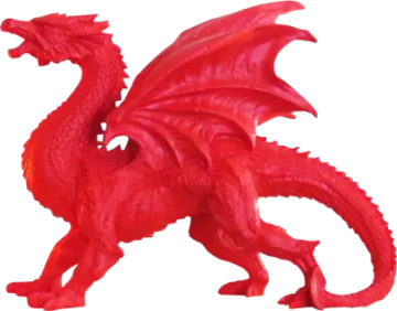 a red toy dragon on a white background