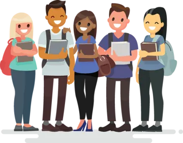 a group of people standing together with their laptops