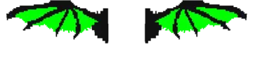 a pair of green wings on a white background