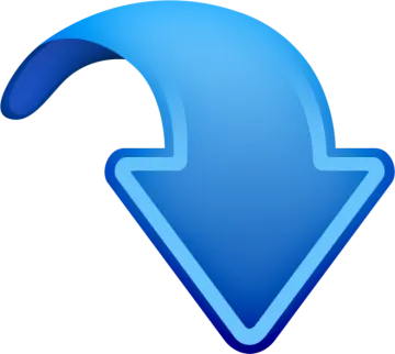 a blue arrow icon on a white background