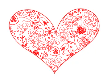 a black and white drawing of a heart