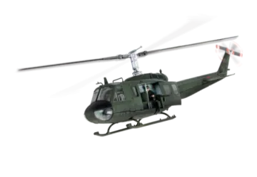 a helicopter is flying in the air