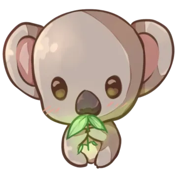 a drawing of a kola with a leaf in its mouth