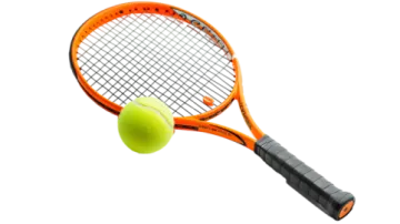 a tennis racket with a ball on it