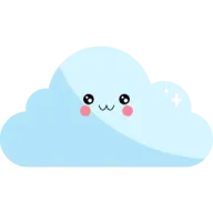 a blue cloud with a smiling face