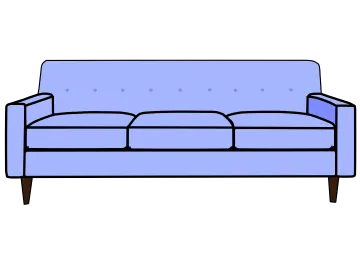 a blue couch on a white background