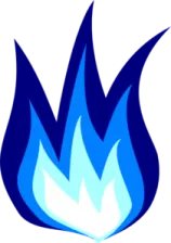 a blue flame on a white background