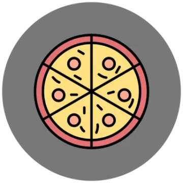 a pizza icon on a white background