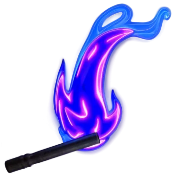 a blue and purple flame on a white background