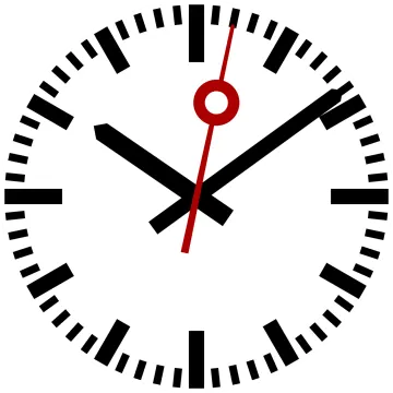 a clock with black and red hands