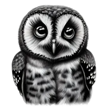 a black and white drawing of an owl