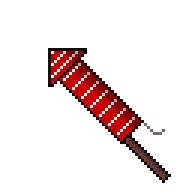 a pixel knife with a red handle