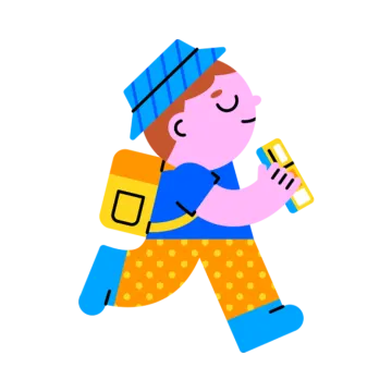 a person with a backpack and cell phone