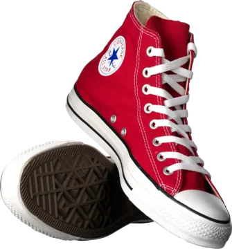 a pair of red converses