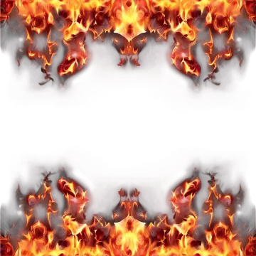 a white background with red and yellow flames