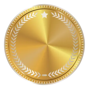 a gold medal with laurels on it