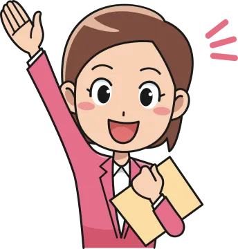 a woman in a pink suit raising her hand
