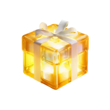 a yellow gift box with a white bow