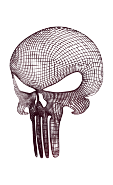 a black and white drawing of a skull