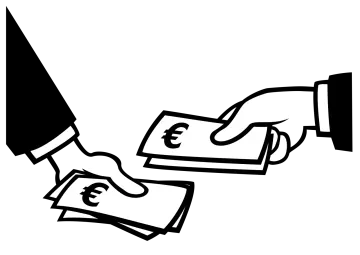 a hand handing money to another person