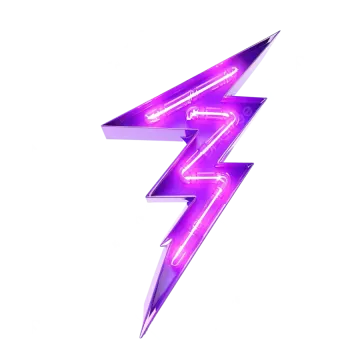 a purple lightning symbol on a white background