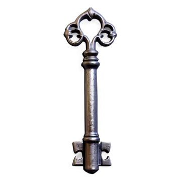an old key on a white background