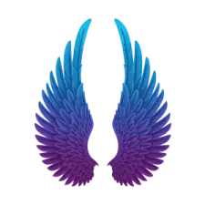 a pair of blue and purple wings