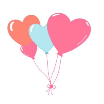 a bunch of heart shaped balloons